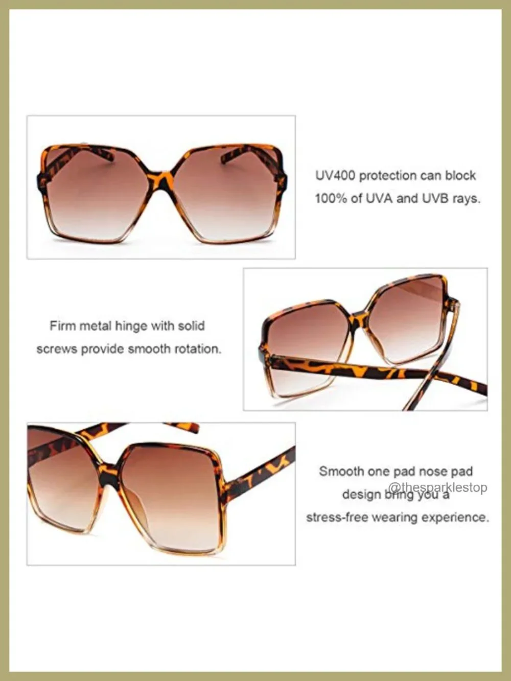 Oversized Square Sunglasses for Women Large Wide Trendy UV400 Protection